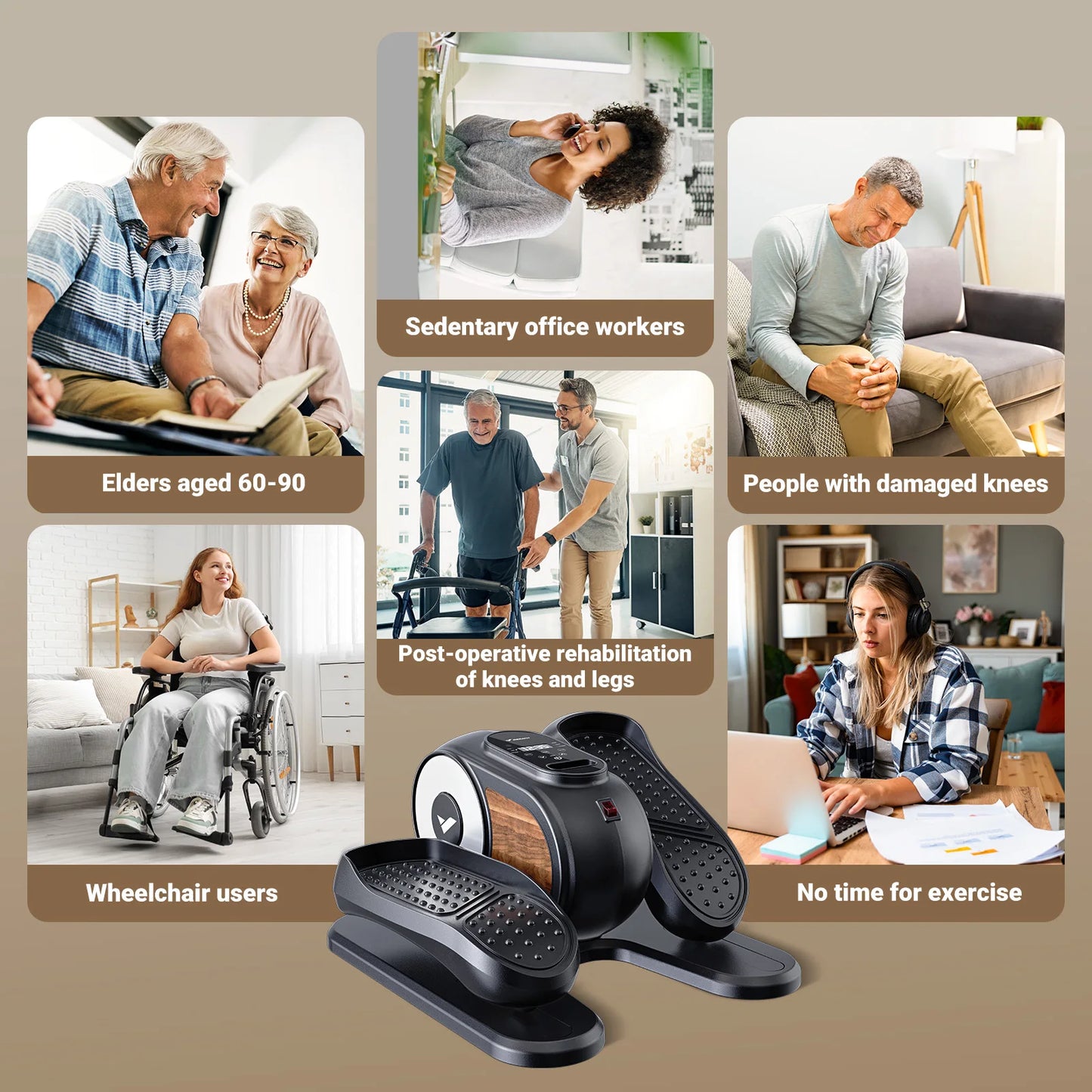 MERACH Under Desk Elliptical Leg Exerciser Electric for Seniors Remote Control&Adjustable Speeds Portable Seated Pedal Exerciser