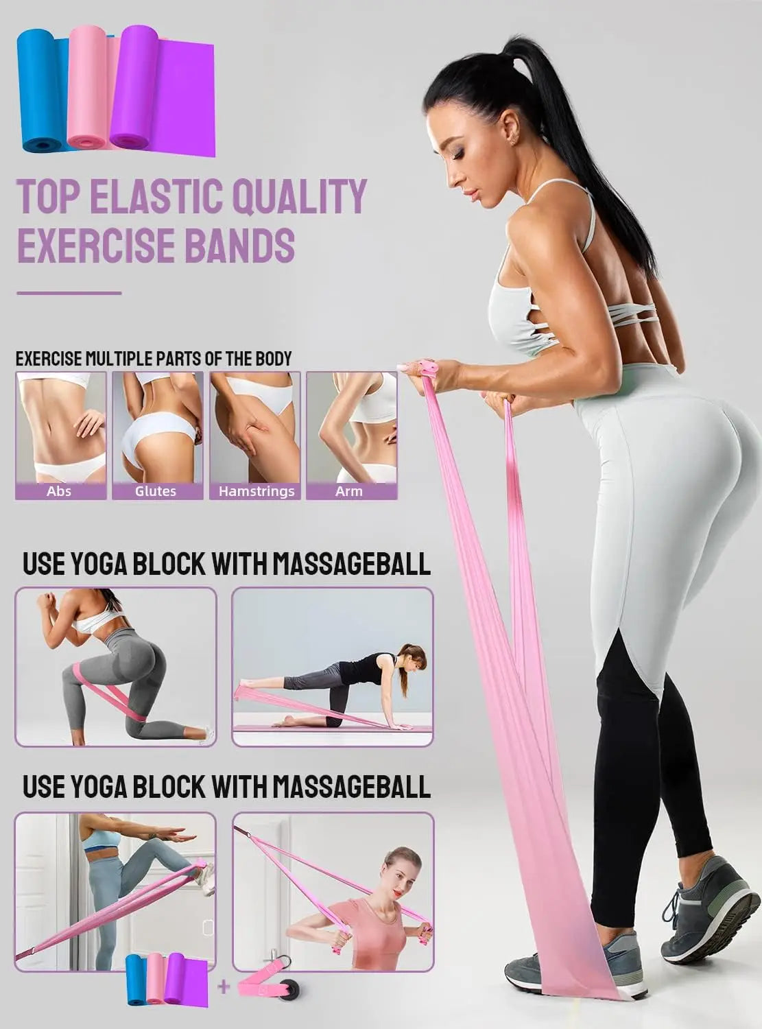 Thick Yoga Mat Set for Beginners with Strap, Blocks, Resistance Bands & Door Anchor - Non-Slip, High Density