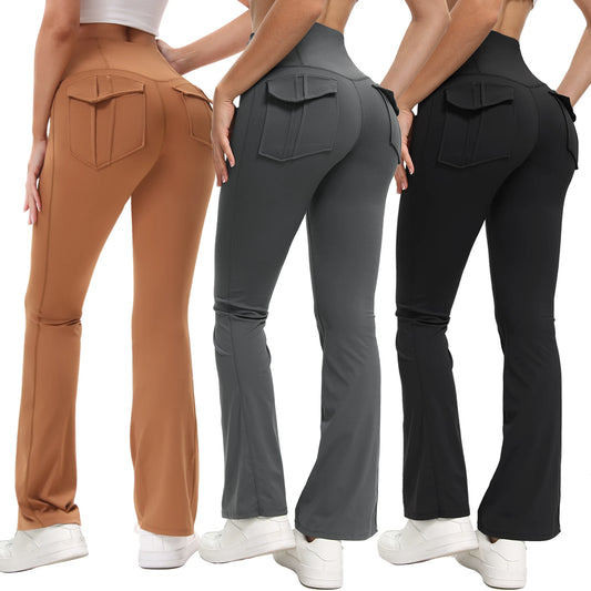3 Pack Bootcut Yoga Pants With Pockets For Women Flared Leggings High Waist Womens Trousers Tummy Control With 2 Pockets