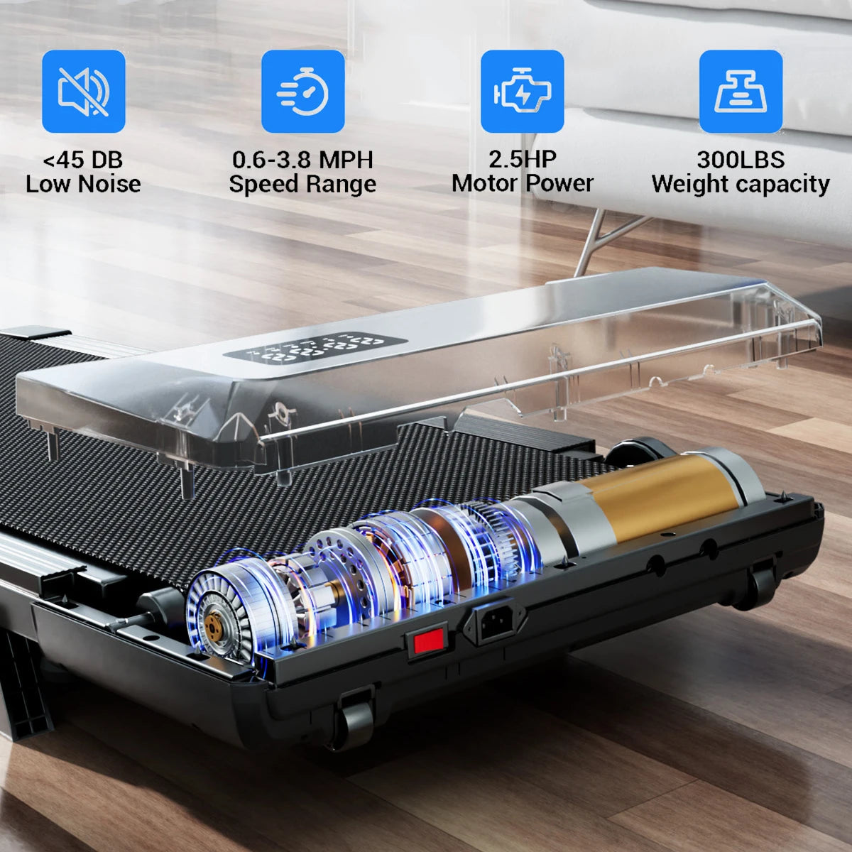 Foldable 6% Slope Under Desk Treadmills 2.5 HP Quiet Walking Pad Portable Remote Control LED Display 300LBS Exercise Walkingpad