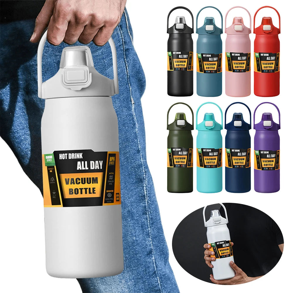 1200ml Insulated Bottle Stainless Steel Thermal Water Cup BPA Free Portable Coffee Mug Wide Mouth Opening for Sports