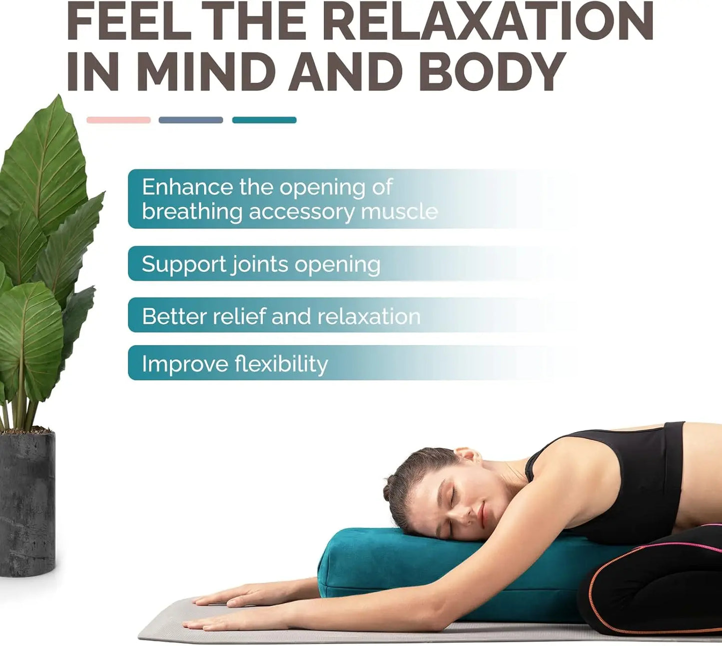 Triple-Layer Sponge Yoga Bolster Pillow for Restorative Yoga, Meditation & Poses Support - Versatile Comfort