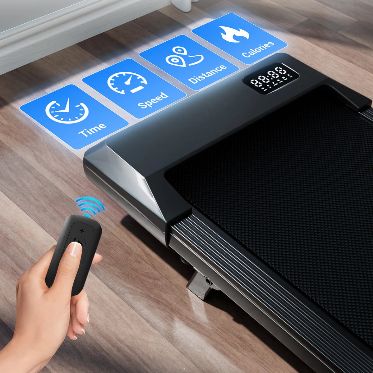 Foldable 6% Slope Under Desk Treadmills 2.5 HP Quiet Walking Pad Portable Remote Control LED Display 300LBS Exercise Walkingpad