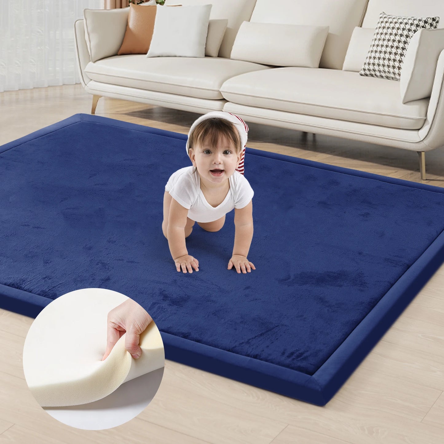 Carpet For Floor 2cm Thick Memory Foam Playpen Mat With Non-slip Bottom For Living Room Soft Velvet Minimalist Carpet Kids Rugs