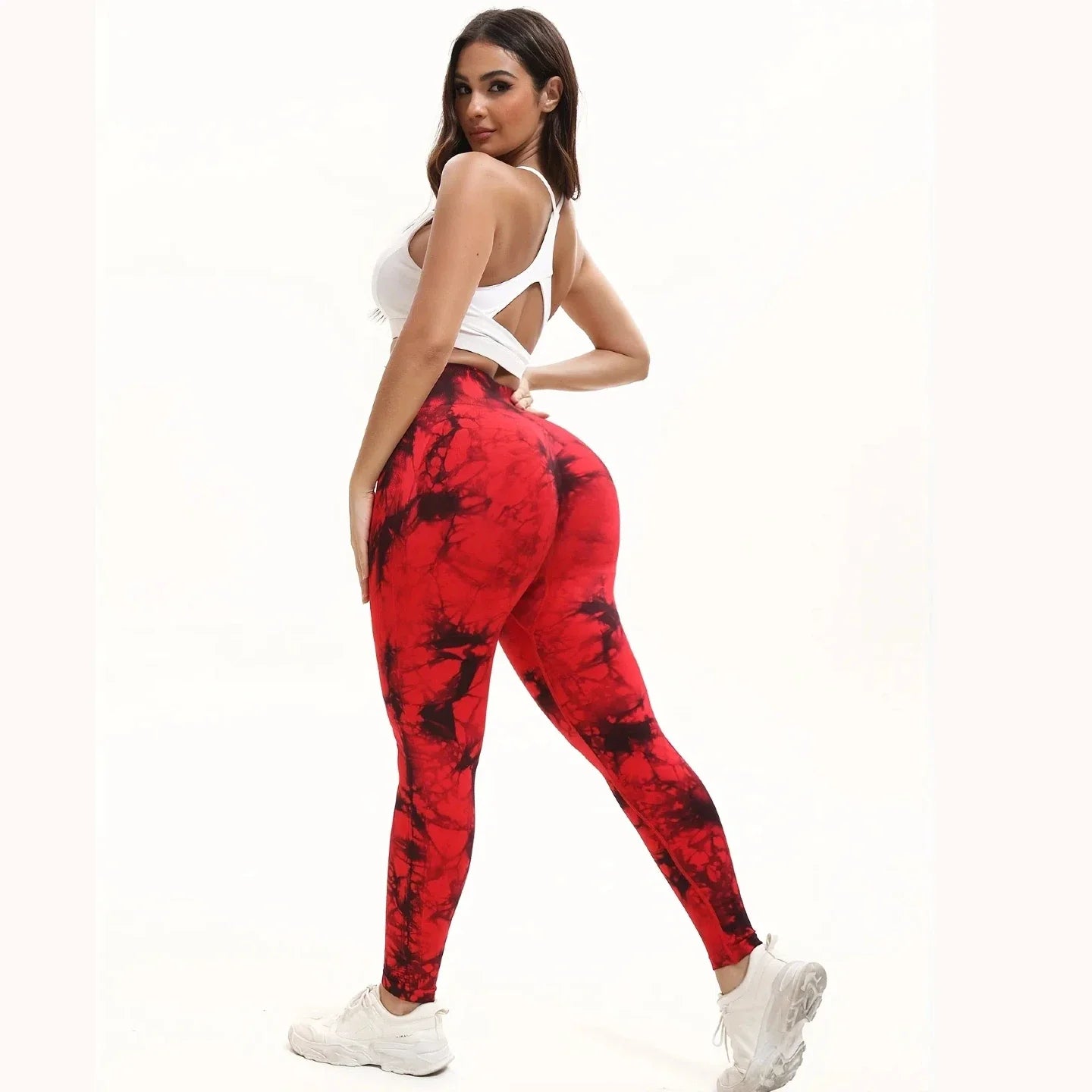 2pcs Women'S Seamless Tie-DyeHigh Waisted Hip Lifting Leggings, Comfortable Fit Workout Wear For Gym And Home Workouts