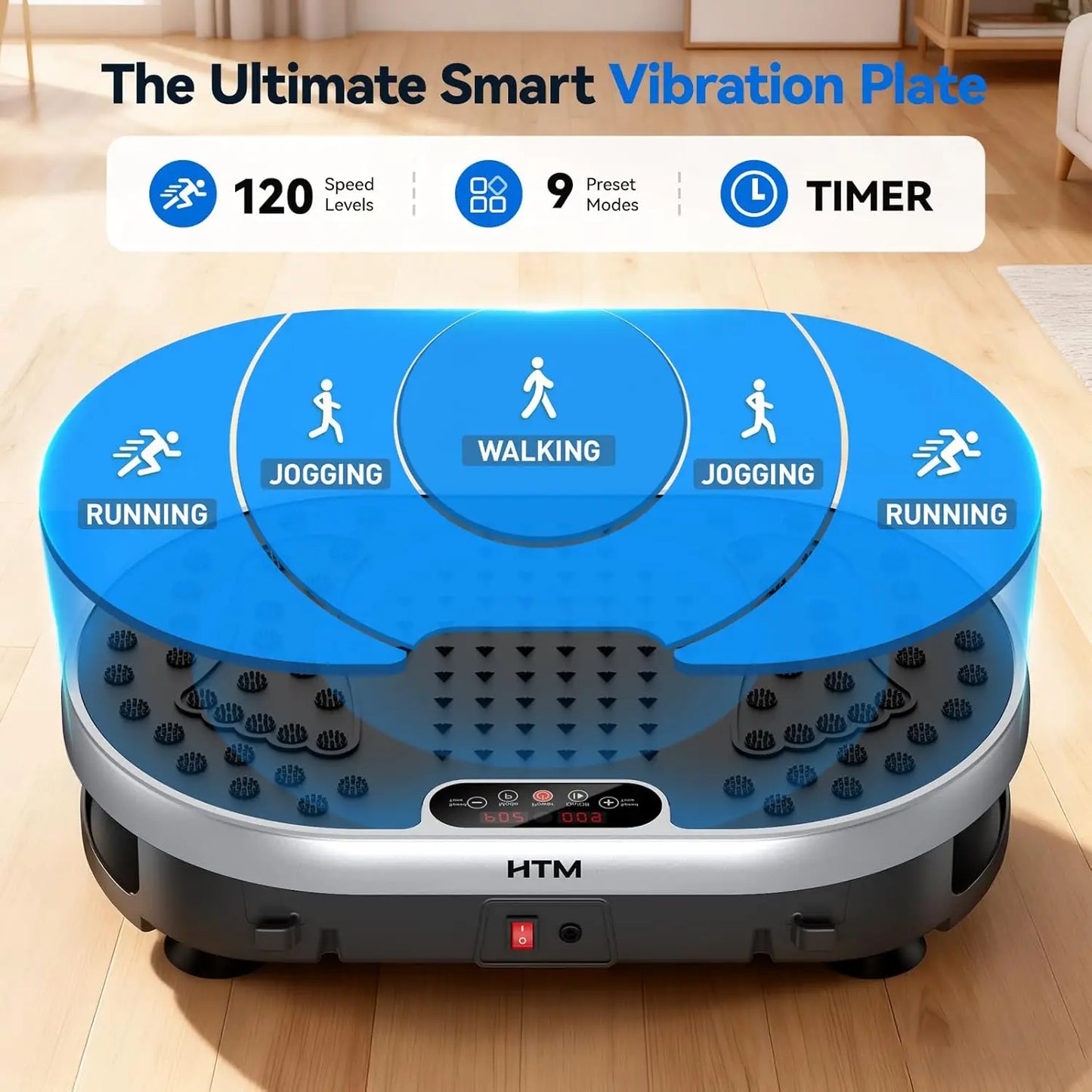 Vibration Plate Exercise Machine 120 Speed Levels 9 Preset Programs Home Fitness Equipment Weight Loss Fat Burning Muscle Toning