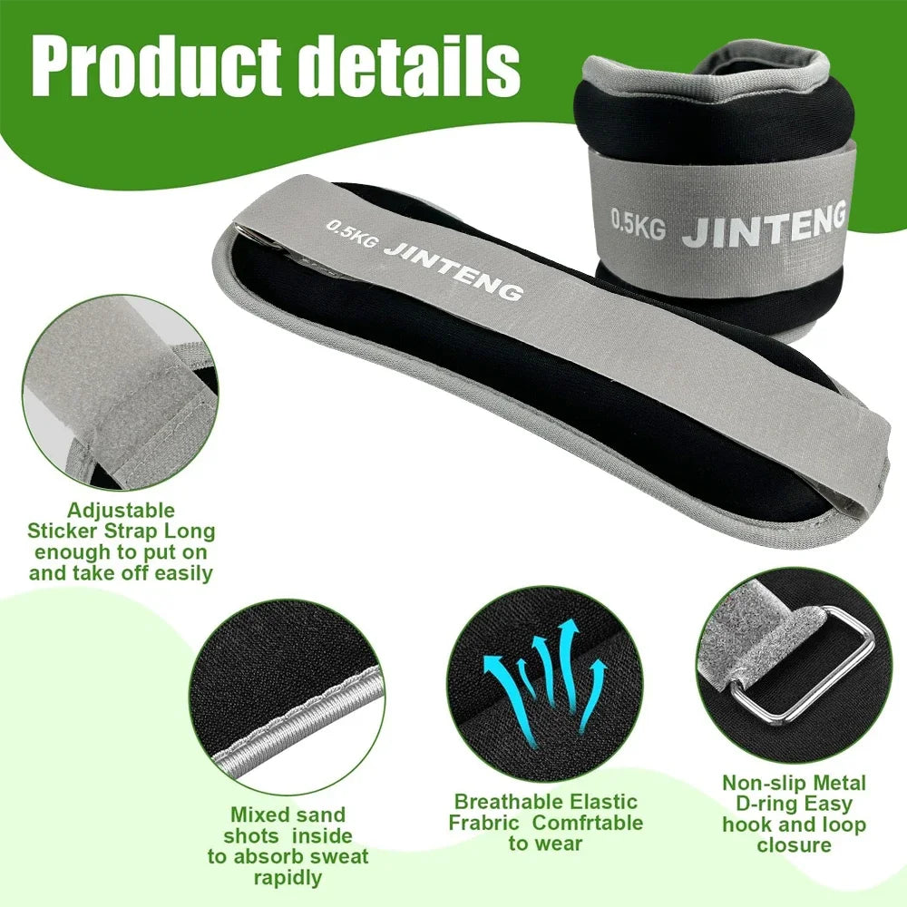 1Pair Wrist Ankle Weights, 1kg,2kg,3kg Wrist Leg Arm Weights, Comfortable Soft for Dancing, Running, Walking, Fitness, Workout