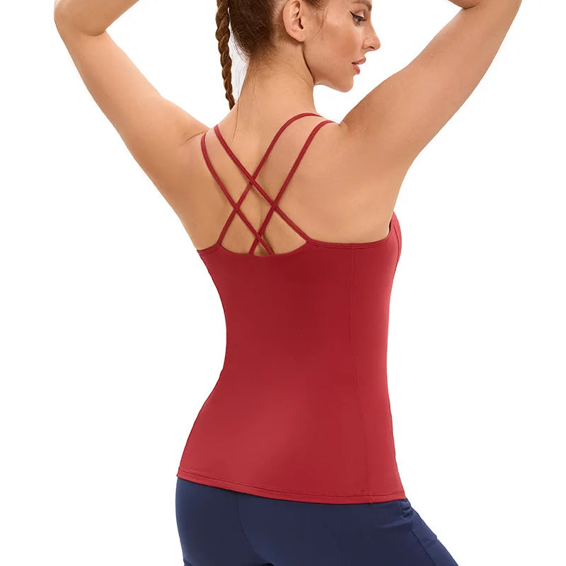 Yoga Vest Women Gym Sports Crop Top Workout Breathable Tank Top Female Padded Sports Bra Running Underwear Fitness Yoga Shirts