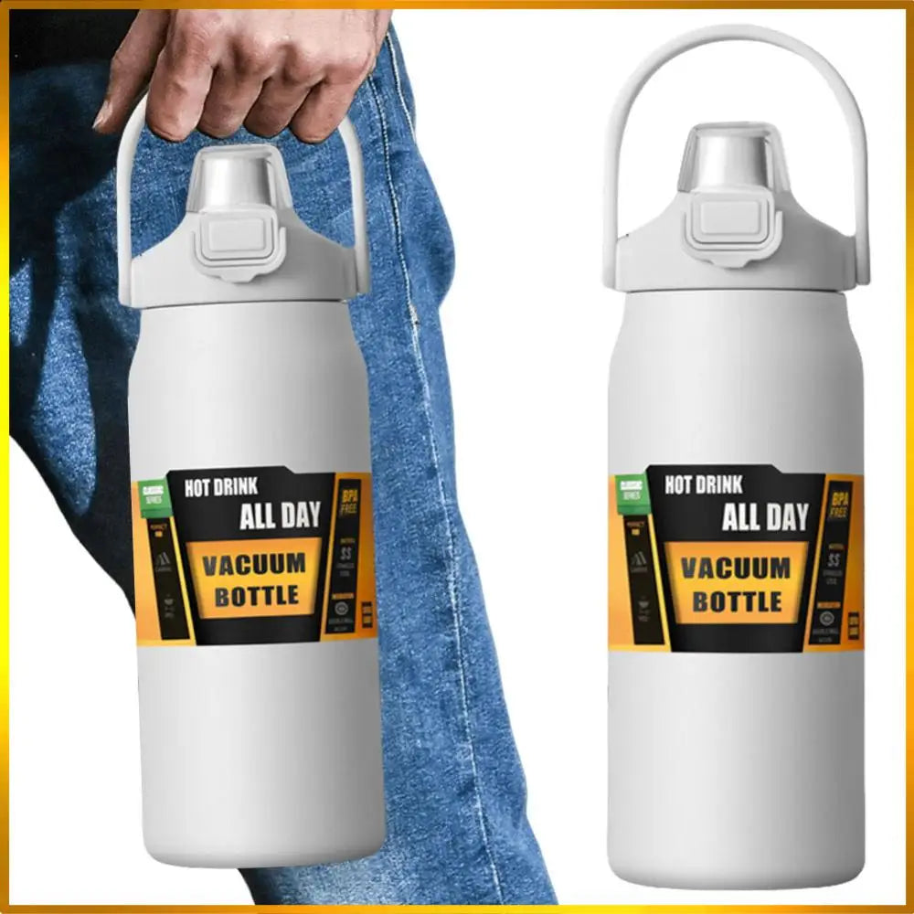 1200ml Insulated Bottle Stainless Steel Thermal Water Cup BPA Free Portable Coffee Mug Wide Mouth Opening for Sports