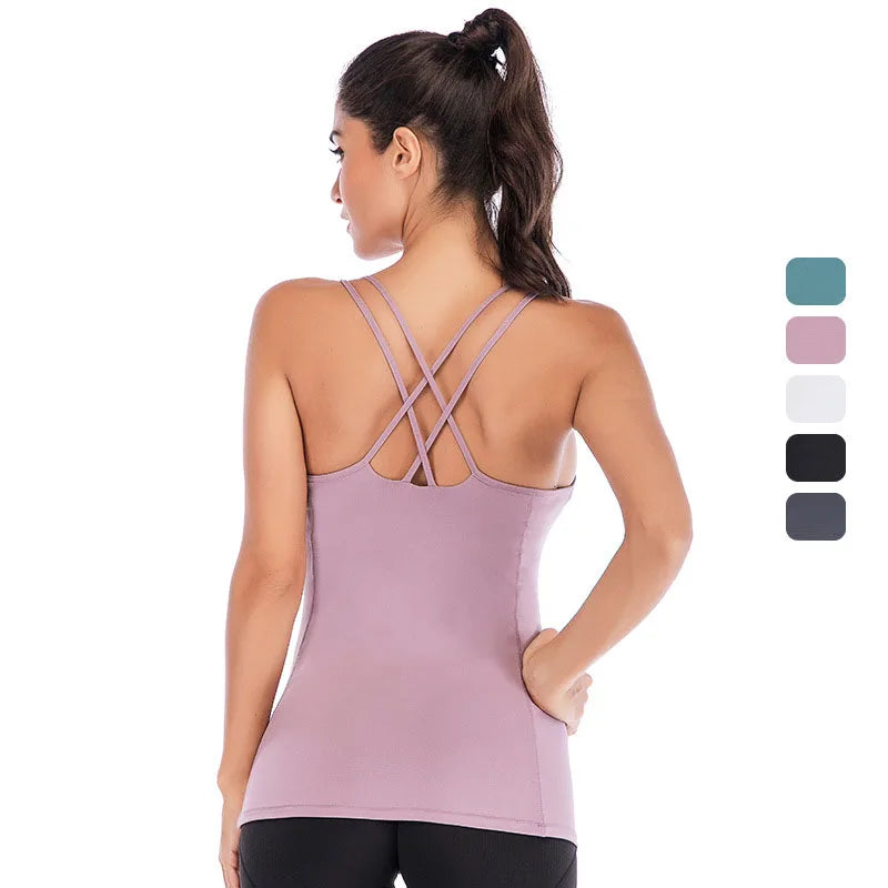 Yoga Vest Women Gym Sports Crop Top Workout Breathable Tank Top Female Padded Sports Bra Running Underwear Fitness Yoga Shirts